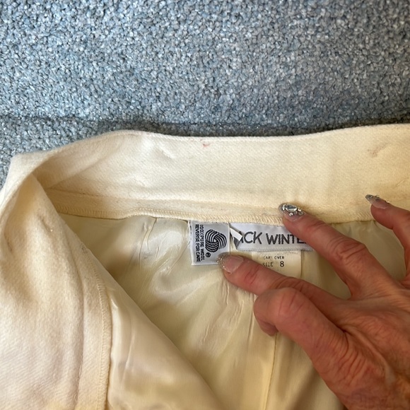 Vintage 80s Winter white 100% wool hi-waisted pants, Size 8 - Picture 8 of 10